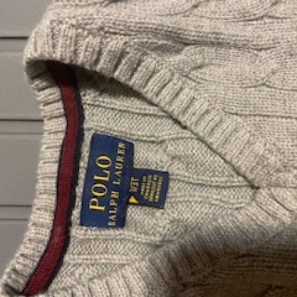 Ralph Lauren Gray Sweater Vest with Blue Polo Logo (Size 3T) - Picture 2 of 3